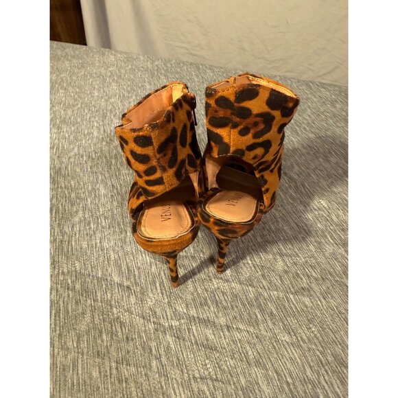 Venus Animal Print Cheetah Print Skinny High Heels Open Toe Zip Womens Size 8 - Picture 3 of 4